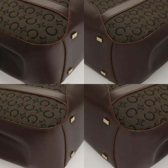 CELINE C Macadam Canvas Hand Bag Brown Gold - Picture 10 of 12